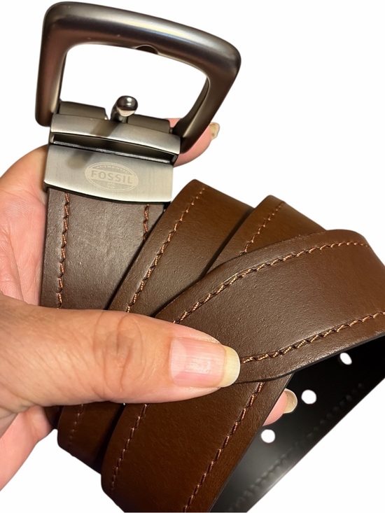 Fossil Other - Fossil Reversible Brown & Black Leather Belt with Brushed Metal Buckle